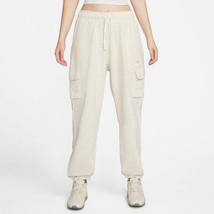 Nike Women&apos;s Sportswear Club Fleece Mid-Rise Oversized Cargo Sweatpants in White/Oatmeal Heather Size XL Cotton/Polyester/Fleece - 5881537