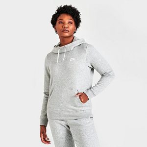 Nike Women&apos;s Sportswear Club Fleece Funnel-Neck Hoodie in Grey/Dark Grey Heather Size XL Cotton/Polyester/Fleece - 5848338
