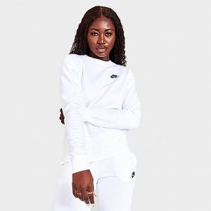 Nike Women&apos;s Sportswear Club Fleece Crewneck Sweatshirt in White/White Size XL Cotton/Polyester/Fleece - 5846268