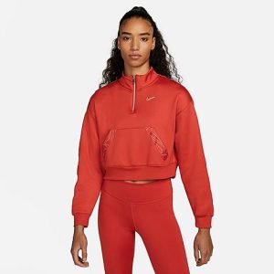 Nike Women&apos;s Therma-FIT Half-Zip Training Top in Red/Cinnabar Size XL Polyester/Spandex - 5877528