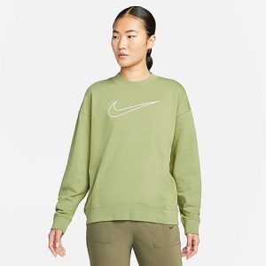 Nike Women&apos;s Dri-FIT Get Fit Graphic Crewneck Sweatshirt in Green/Alligator Size XL Cotton/Polyester - 5889125