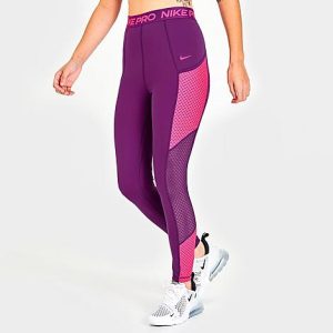Nike Women&apos;s Pro Dri-FIT Training Tights in Purple/Viotech Size XS Polyester/Spandex - 5846184
