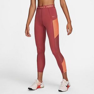 Nike Women&apos;s Pro Dri-FIT Training Tights in Red/Canyon Rust Size XL Polyester/Spandex - 5889145