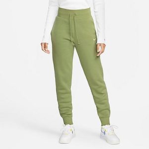 Nike Women&apos;s Sportswear Phoenix Fleece High-Waisted Jogger Sweatpants in Green/Alligator Size XL Cotton/Polyester/Fleece - 5889185