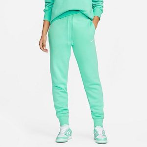 Nike Women&apos;s Sportswear Phoenix Fleece High-Waisted Jogger Sweatpants in Green/Light Menta Size XL Cotton/Polyester/Fleece - 5889195