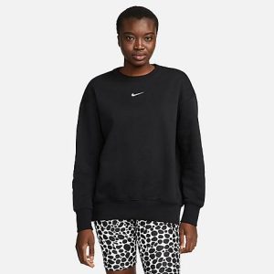 Nike Women&apos;s Sportswear Phoenix Fleece Oversized Crewneck Sweatshirt in Black/Black Size XS Cotton/Polyester/Fleece - 5817787