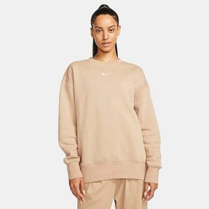 Nike Women&apos;s Sportswear Phoenix Fleece Oversized Crewneck Sweatshirt in Beige/Hemp Size XL Cotton/Polyester/Fleece - 5818006