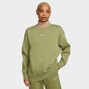 Nike Women&apos;s Sportswear Phoenix Fleece Oversized Crewneck Sweatshirt in Green/Alligator Size Large Cotton/Polyester/Fleece - 5889209