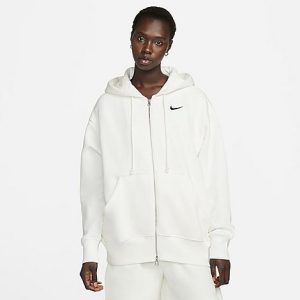 Nike Women&apos;s Sportswear Phoenix Fleece Oversized Full-Zip Hoodie in White/Sail Size XL Cotton/Polyester/Fleece - 5878593