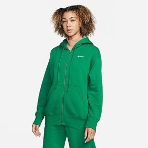Nike Women&apos;s Sportswear Phoenix Fleece Oversized Full-Zip Hoodie in Green/Malachite Size Large Cotton/Polyester/Fleece - 5889244