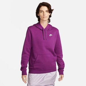 Nike Women&apos;s Sportswear Club Fleece Pullover Hoodie in Purple/Viotech Size XS Cotton/Polyester/Fleece - 5889306