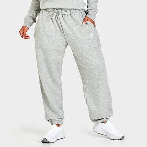 Nike Women&apos;s Sportswear Club Fleece Mid-Rise Oversized Sweatpants in Grey/Dark Grey Heather Size XL Cotton/Polyester/Fleece - 5817961