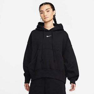 Nike Women&apos;s Sportswear Phoenix Fleece Oversized Pullover Hoodie in Black/Black Size XS Cotton/Polyester/Fleece - 5878634