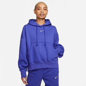 Nike Women&apos;s Sportswear Phoenix Fleece Oversized Pullover Hoodie in Purple/Lapis Size XL Cotton/Polyester/Fleece - 5878648