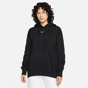 Nike Women&apos;s Sportswear Phoenix Fleece Oversized Pullover Hoodie in Black/Black Size XS Cotton/Polyester/Fleece - 5817822