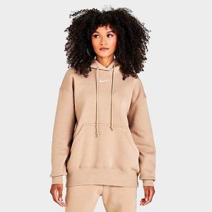 Nike Women&apos;s Sportswear Phoenix Fleece Oversized Pullover Hoodie in Beige/Hemp Size XL Cotton/Polyester/Fleece - 5820150