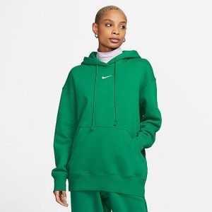 Nike Women&apos;s Sportswear Phoenix Fleece Oversized Pullover Hoodie in Green/Malachite Size XL Cotton/Polyester/Fleece - 5889365