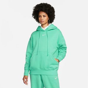 Nike Women&apos;s Sportswear Phoenix Fleece Oversized Pullover Hoodie in Green/Light Menta Size Small Cotton/Polyester/Fleece - 5889367