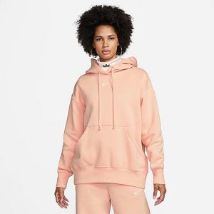Nike Women&apos;s Sportswear Phoenix Fleece Oversized Pullover Hoodie in Pink/Arctic Orange Size XL Cotton/Polyester/Fleece - 5889380
