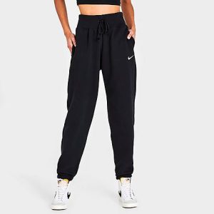 Nike Women&apos;s Sportswear Phoenix Fleece Oversized Jogger Pants in Black/Black Size XL Cotton/Polyester/Fleece - 5817836