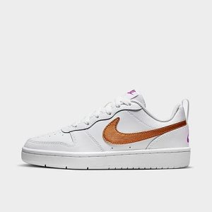 Nike Big Kids&apos; Court Borough Low 2 SE Casual Shoes in White/White Size 5.5 Leather - 3552076