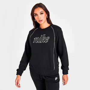 Nike Women&apos;s Sportswear Icon Clash French Terry Top in Black/Black Size XL Cotton/Polyester - 5817886