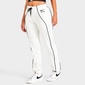 Nike Women&apos;s Air Mid-Rise Fleece Jogger Pants in White/Sail Size XL Cotton/Polyester/Fleece - 5820130