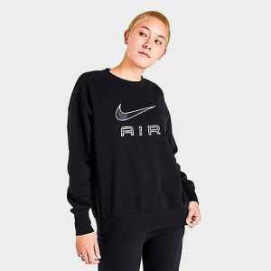 Nike Women&apos;s Air Fleece Crewneck Sweatshirt in Black/Black Size XL - 5817841