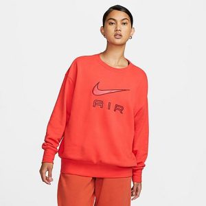 Nike Women&apos;s Air Fleece Crewneck Sweatshirt in Red/Light Crimson Size Medium - 5878526