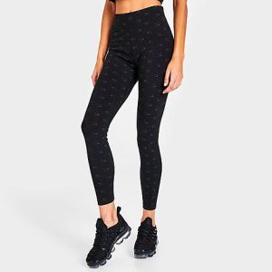 Nike Women&apos;s Air Allover Print High-Waisted Leggings in Black/Black Size XL Cotton/Polyester/Spandex - 5820100