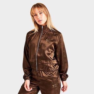Nike Women&apos;s Air Satin Jacket in Brown/Cacao Wow Size XL 100% Polyester/Satin/Silk - 5819495