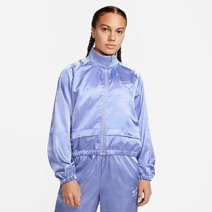 Nike Women&apos;s Air Satin Jacket in Blue/Light Thistle Size Medium 100% Polyester/Satin/Silk - 5878846