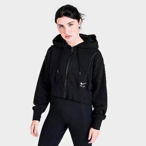 Nike Women&apos;s Air Shine Full-Zip Fleece Hoodie in Black/Black Size XL Cotton/Polyester/Fleece - 5820175