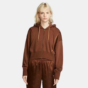 Nike Women&apos;s Air Shine Full-Zip Fleece Hoodie in Brown/Cacao Wow Size XL Cotton/Polyester/Fleece - 5881617