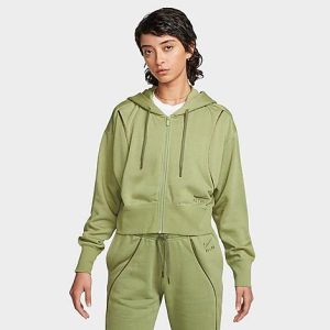 Nike Women&apos;s Air Shine Full-Zip Fleece Hoodie in Green/Alligator Size XL Cotton/Polyester/Fleece - 5889425
