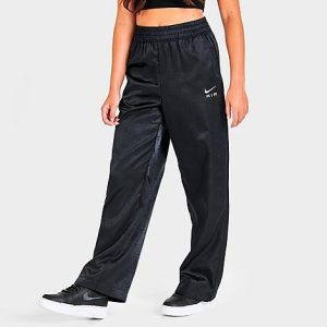 Nike Women&apos;s Air Satin High-Rise Pants in Black/Black Size XL 100% Polyester/Satin/Silk - 5817581