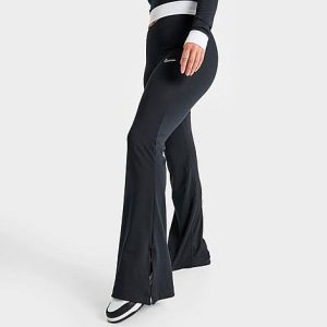 Nike Women&apos;s Sportswear Team High-Rise Flare Leggings in Black/Grey/Black Size XL Polyester/Spandex - 5848113