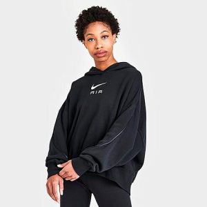 Nike Women&apos;s Air Fleece Hoodie in Black/Black Size XL Fleece/Satin/Silk - 5846293