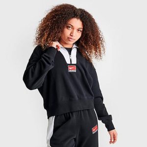 Nike Women&apos;s Sportswear Team Half-Zip Fleece Top in Black/Black Size XL Cotton/Polyester/Fleece - 5849142