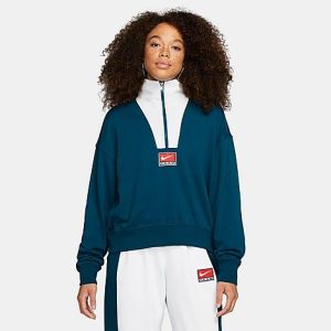 Nike Women&apos;s Sportswear Team Half-Zip Fleece Top in Blue/Valerian Blue Size Large Cotton/Polyester/Fleece - 5889494