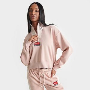 Nike Women&apos;s Sportswear Team Half-Zip Fleece Top in Pink/Pink Oxford Size XL Cotton/Polyester/Fleece - 5849177