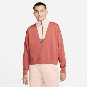 Nike Women&apos;s Sportswear Team Half-Zip Fleece Top in Pink/Canyon Rust Size XL Cotton/Polyester/Fleece - 5889500