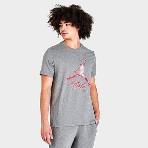 Jordan Men&apos;s Essentials Jumpman Logo T-Shirt in Grey/Carbon Heather Size XL 100% Cotton - 5849710