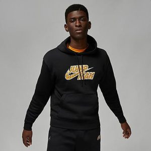 Jordan Men&apos;s Flight MVP Jumpman Fleece Pullover Hoodie in Black/Black Size 2XL Cotton/Polyester/Fleece - 5850245