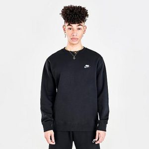 Nike Sportswear Club Fleece Crewneck Sweatshirt in Black/Black Size 2XL Cotton/Polyester/Fleece - 5777335