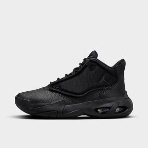 Jordan Big Kids&apos; Jordan Max Aura 4 Basketball Shoes in Black/Black Size 7.0 Leather/Polyester - 3524085