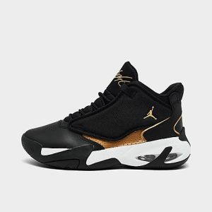 Jordan Big Kids&apos; Jordan Max Aura 4 Basketball Shoes in Black/Black Size 7.0 Leather/Polyester - 3222338