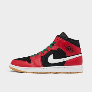 Air Jordan Retro 1 Mid SE Casual Shoes in Red/Black Size 9.5 Leather - 3221175