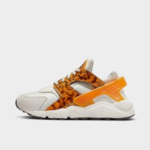 Nike Women&apos;s Air Huarache SE Casual Shoes in Orange/Animal Print/Phantom Size 7.0 Leather/Spandex/Plastic - 3183087