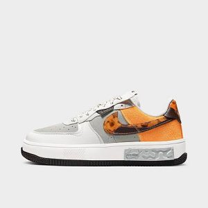 Nike Women&apos;s Air Force 1 Fontanka Casual Shoes in Animal Print/Grey/Phantom Size 6.5 Leather - 3501975